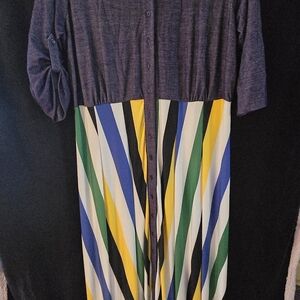 Ashley Stewart Maxi Dress - Purple and Multicolor Stripes